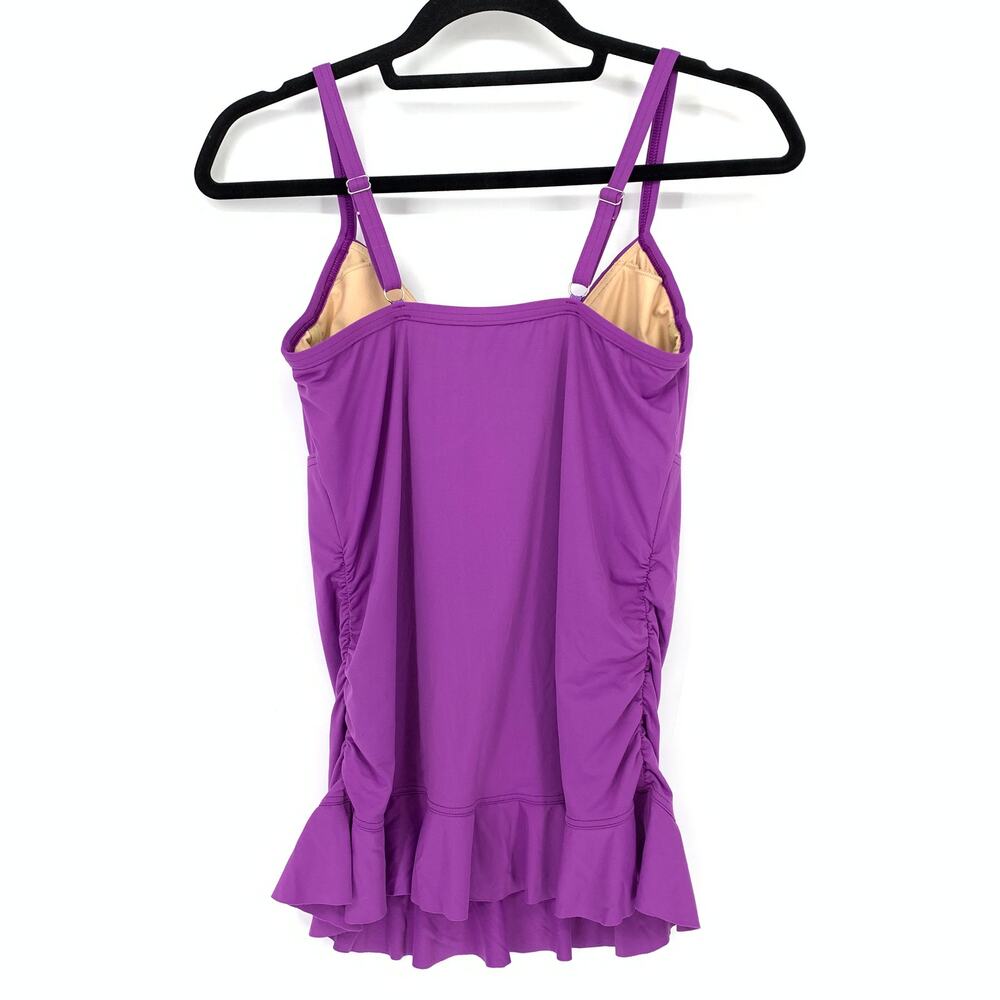 Lands' End Women's Size 6 Adjustable Straps Peplum Hem Tankini Swim Top Purple - Picture 2 of 6